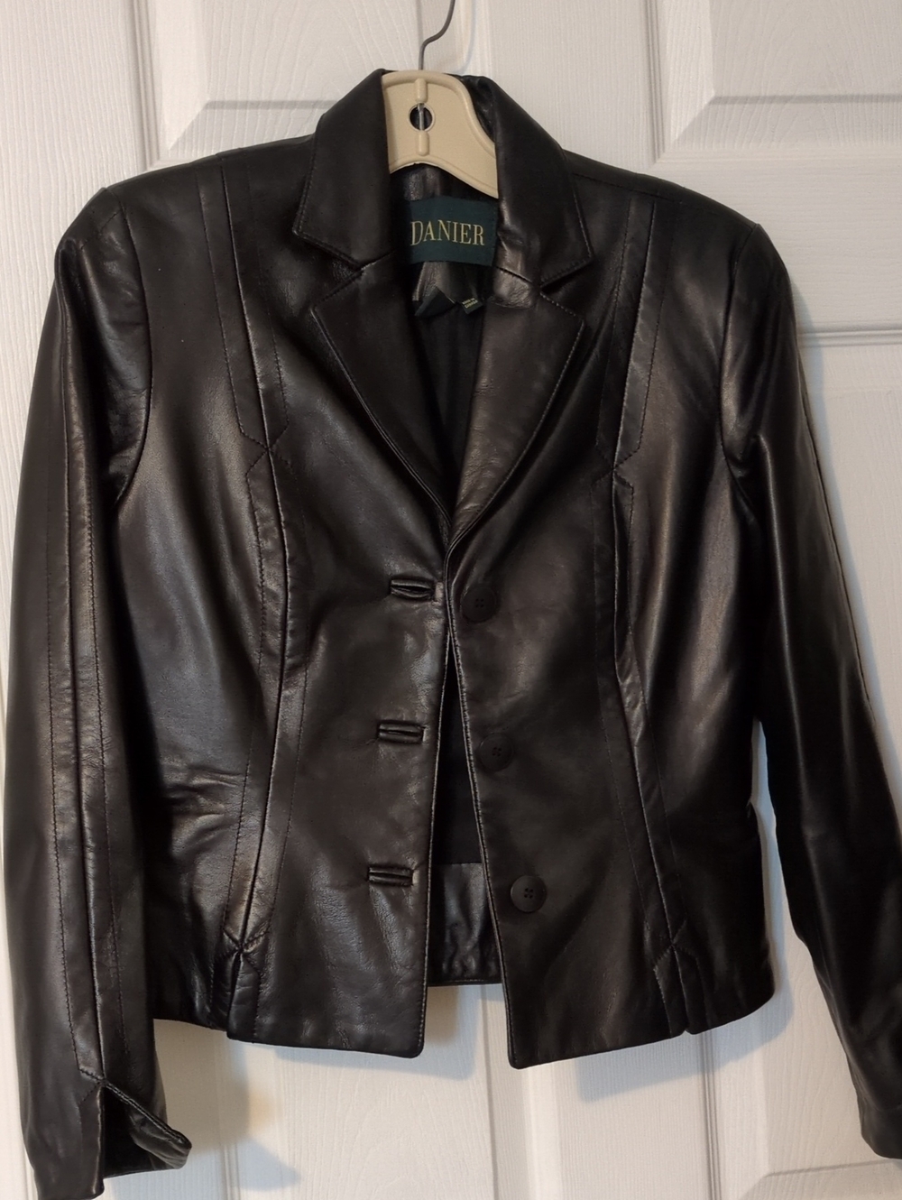 Danier Black Leather Fitted Blazer